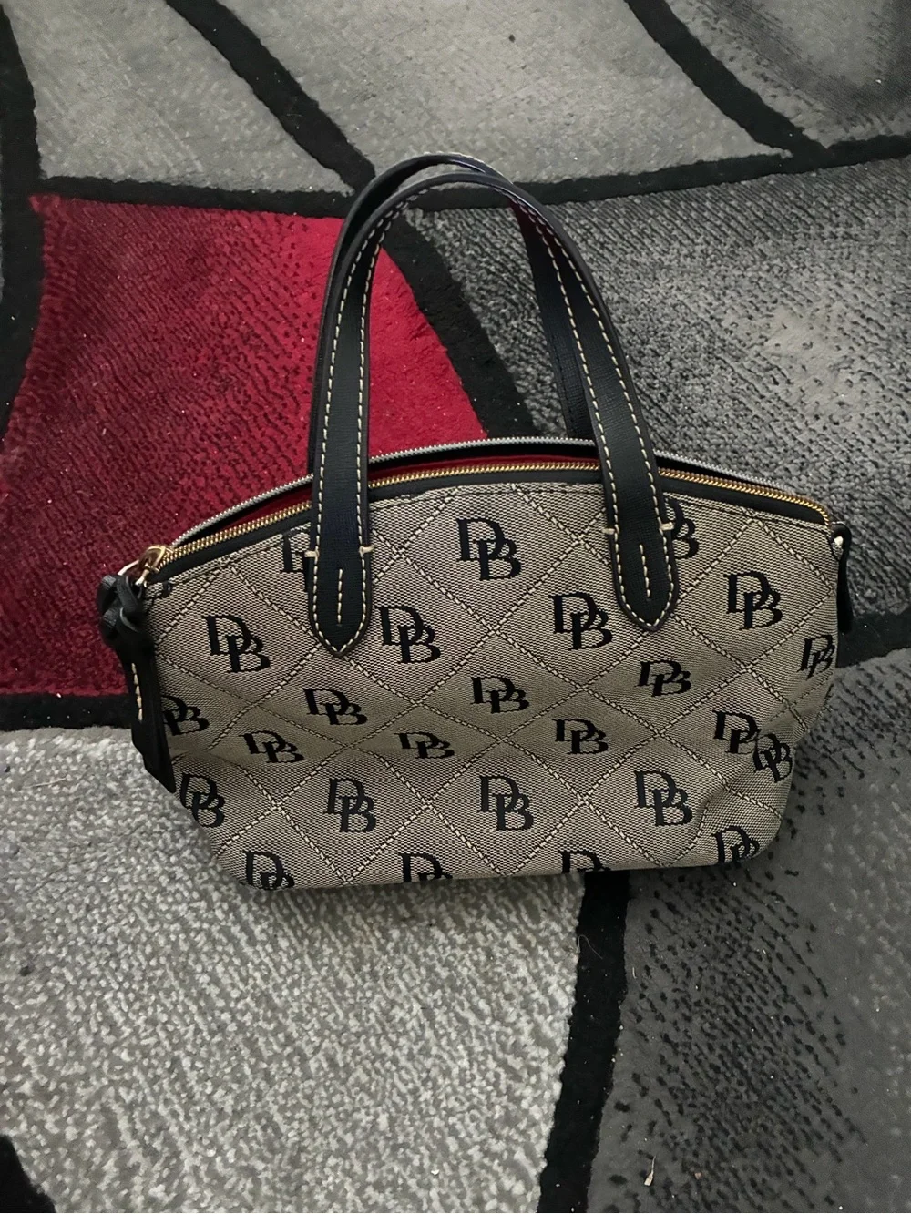 Dooney & Bourke Black and Brown Monogram Satchel
